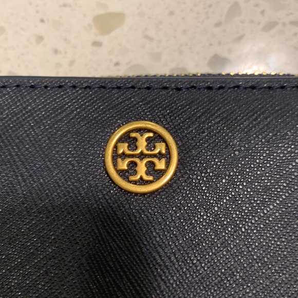 TORY BURCH Authentic Navy Blue Robinson Leather Bi-fold Wallet New With Tag - Picture 6 of 12